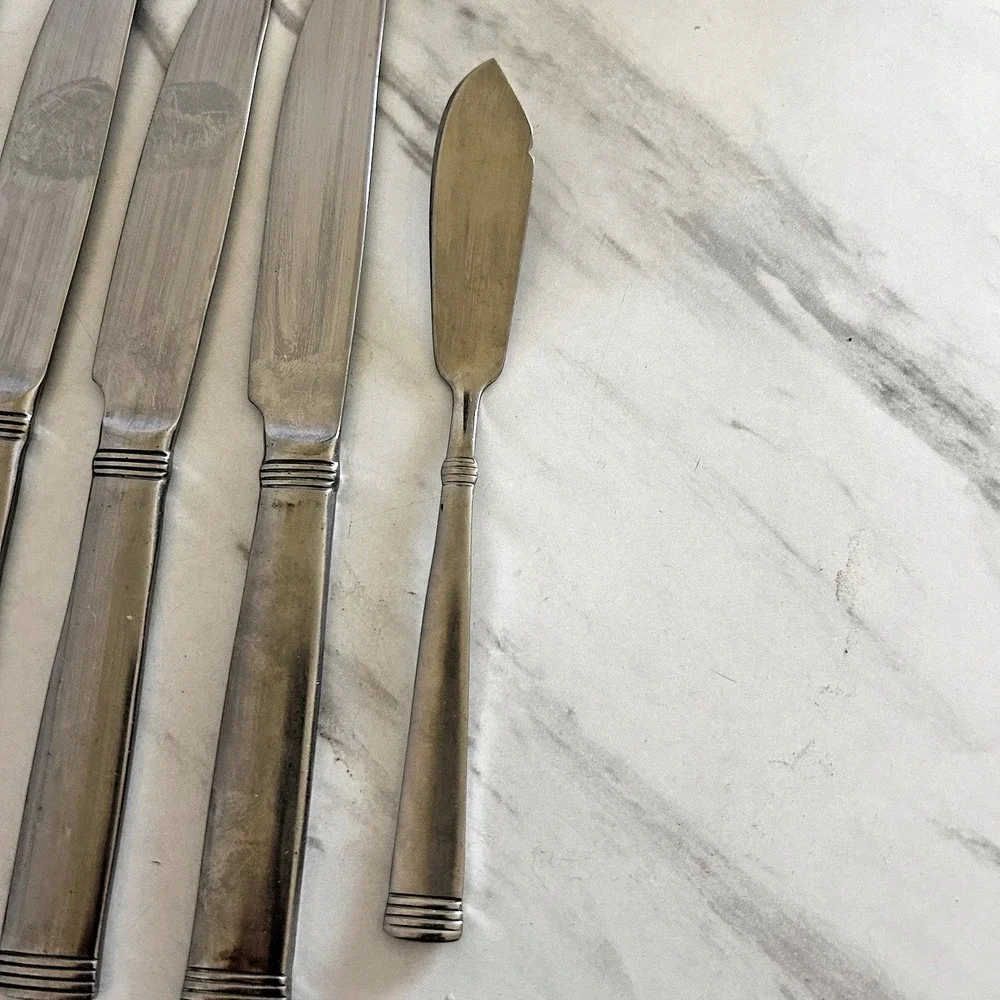 Wallace 18/10 Dinner Knives & Butter Knife Flatware Napoli Lot of 6 FFF